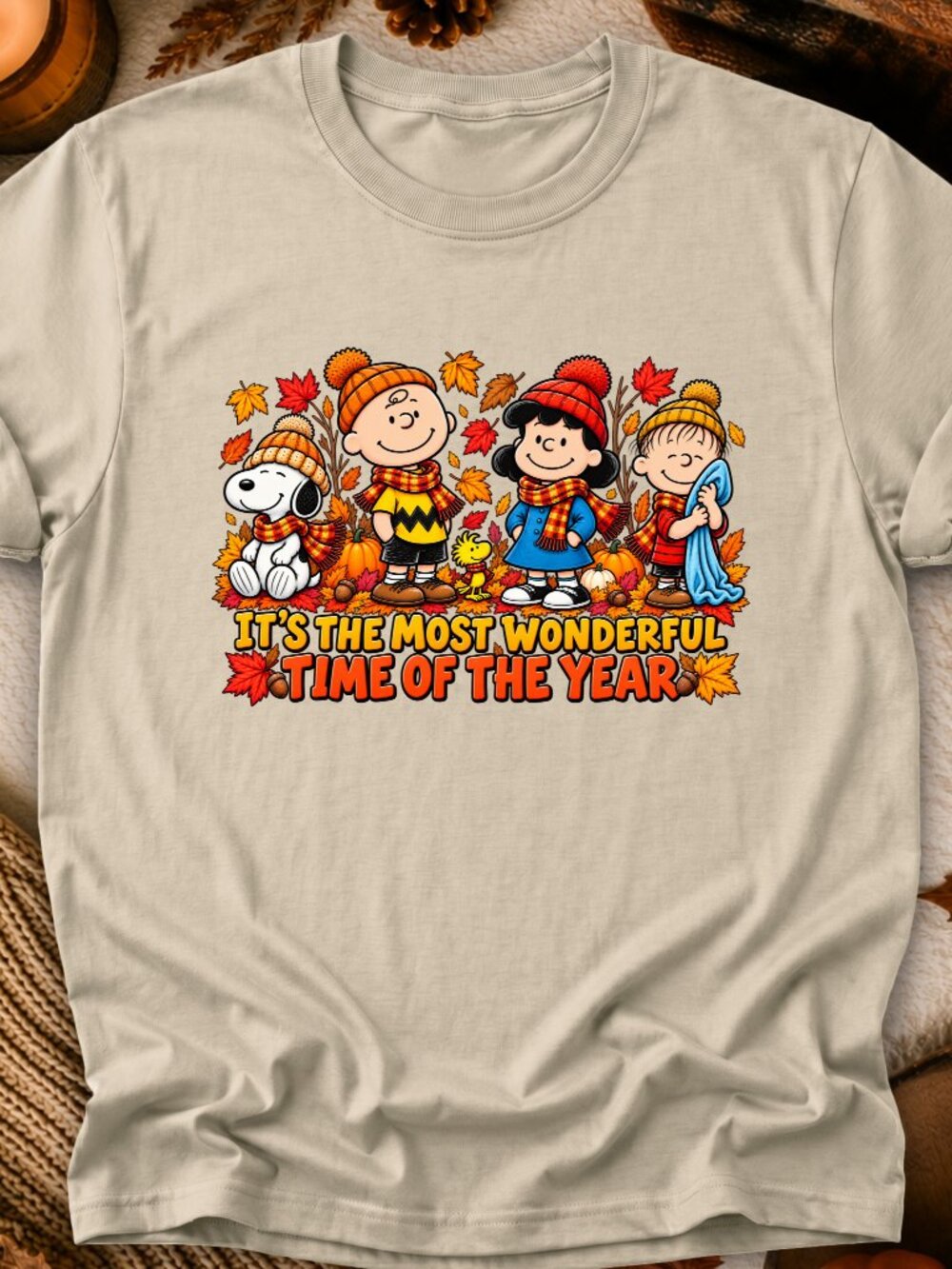 Peanuts Fall TShirt Graphic Tee Adult Unisex Autumn Most Wonderful Time Of Year